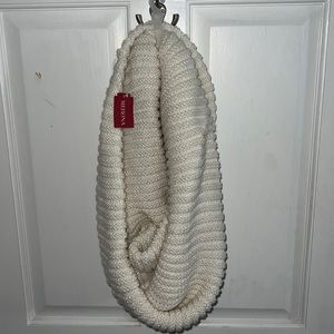 White Knitted Infinity Scarf